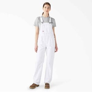 Women's Relaxed Fit Overalls - White, XS